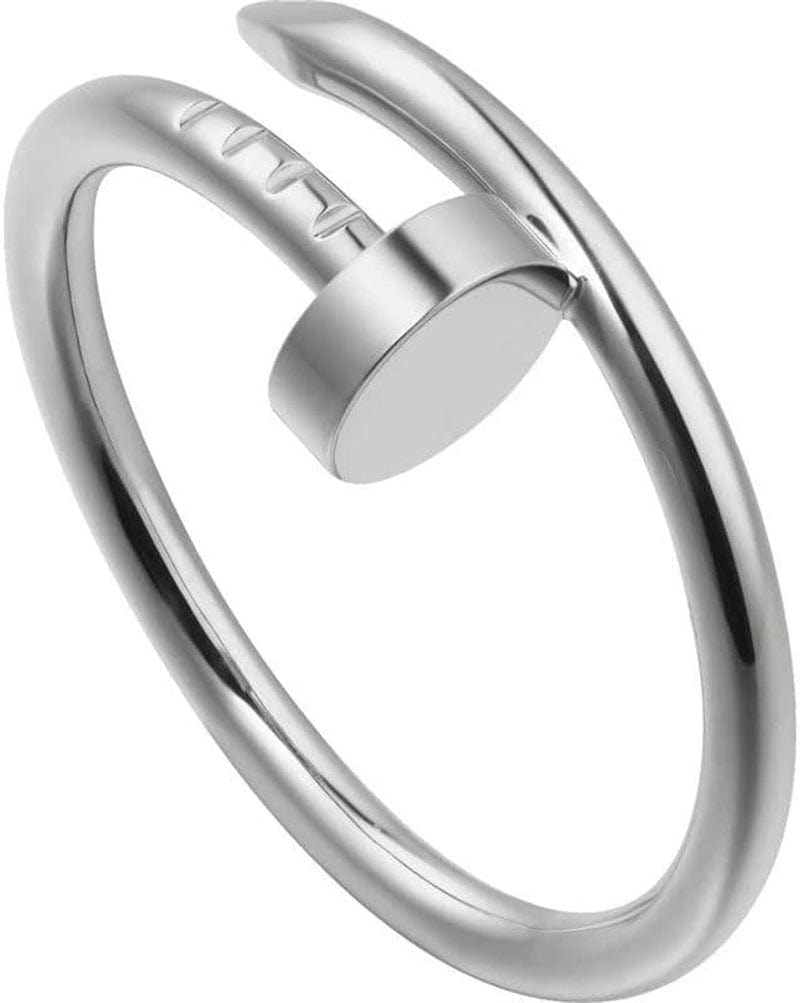 Nail Ring with Cubic Zirconia Love Ring for Women Birthday Christmas Gifts Style 2 - Silver