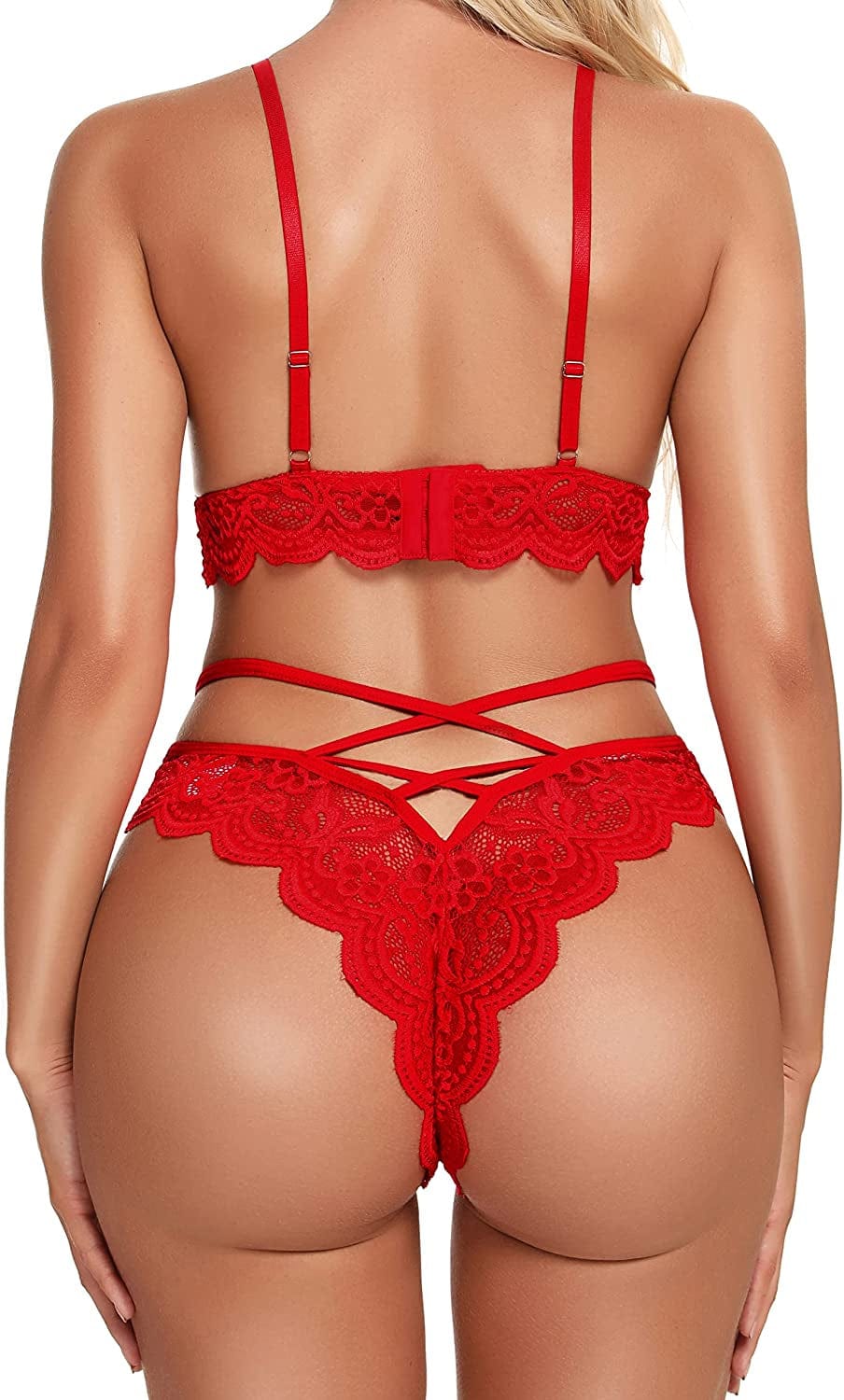 Namifin Women Lingerie Set Lace Bralette and Panty Set Strappy Lace Lingerie