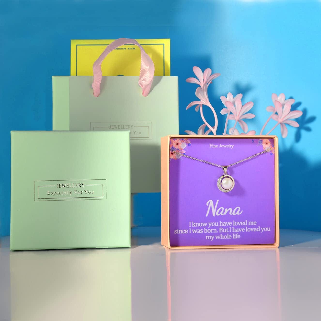 Nana Gifts Grandma Gifts for Grandma Necklace Pendant Moon Crystal CZ Cubic Zirconia Jewelry Birthday Grandmother Mothers Day Gift Christmas Gifts Ideas for Women