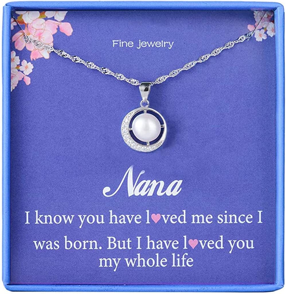 Nana Gifts Grandma Gifts for Grandma Necklace Pendant Moon Crystal CZ Cubic Zirconia Jewelry Birthday Grandmother Mothers Day Gift Christmas Gifts Ideas for Women