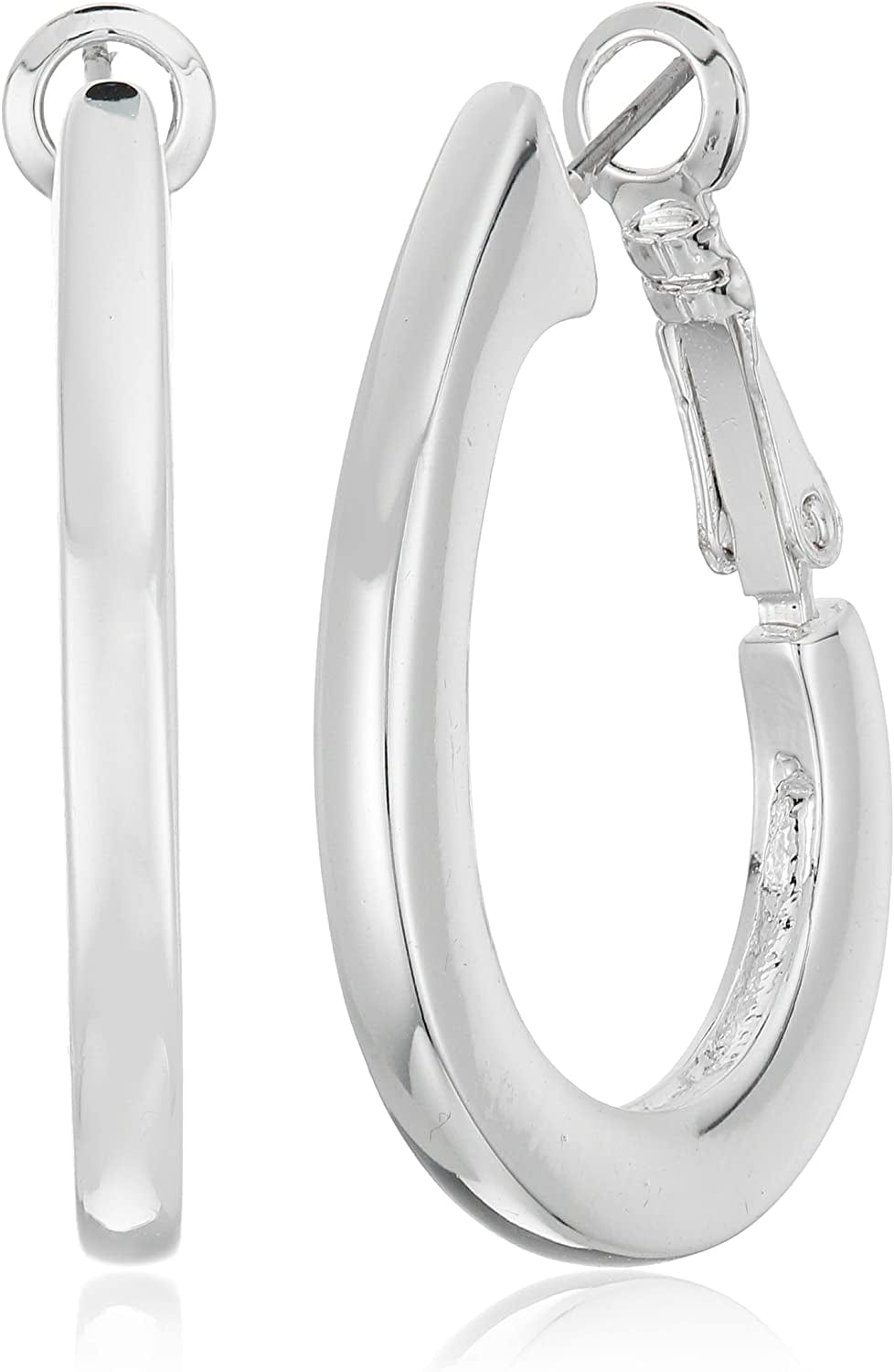 Napier Silver-Tone Large Oval Hoop Earrings