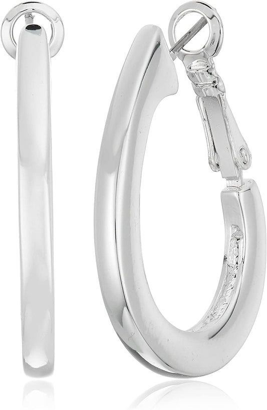 Napier Silver-Tone Large Oval Hoop Earrings