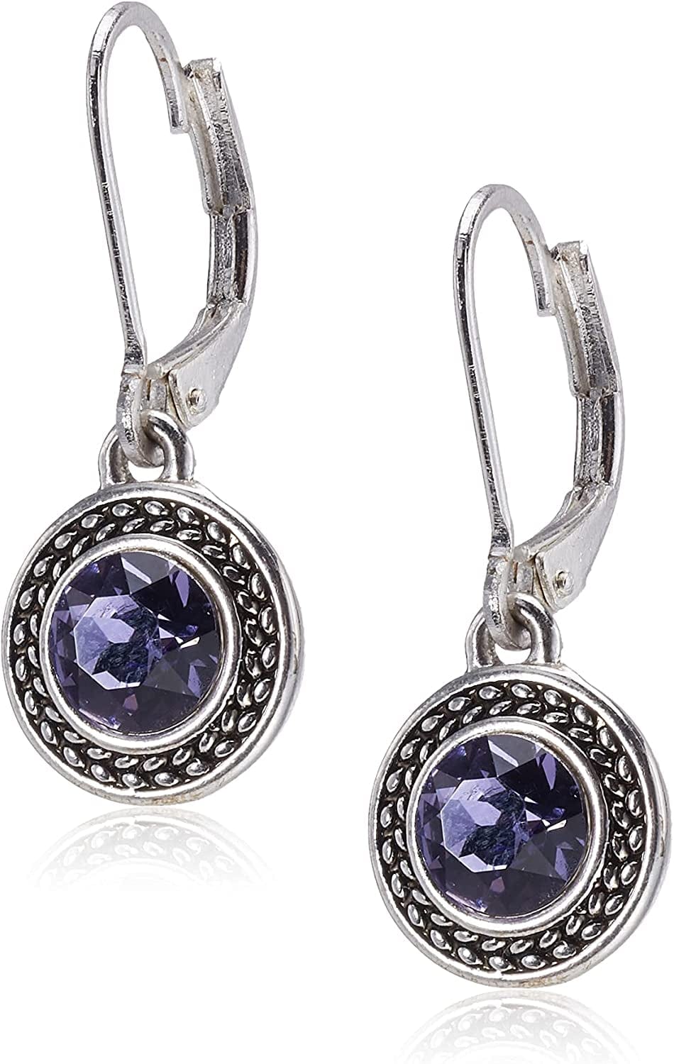 Napier Women'S Pierced Earrings Pearl Drop Leverback Purple