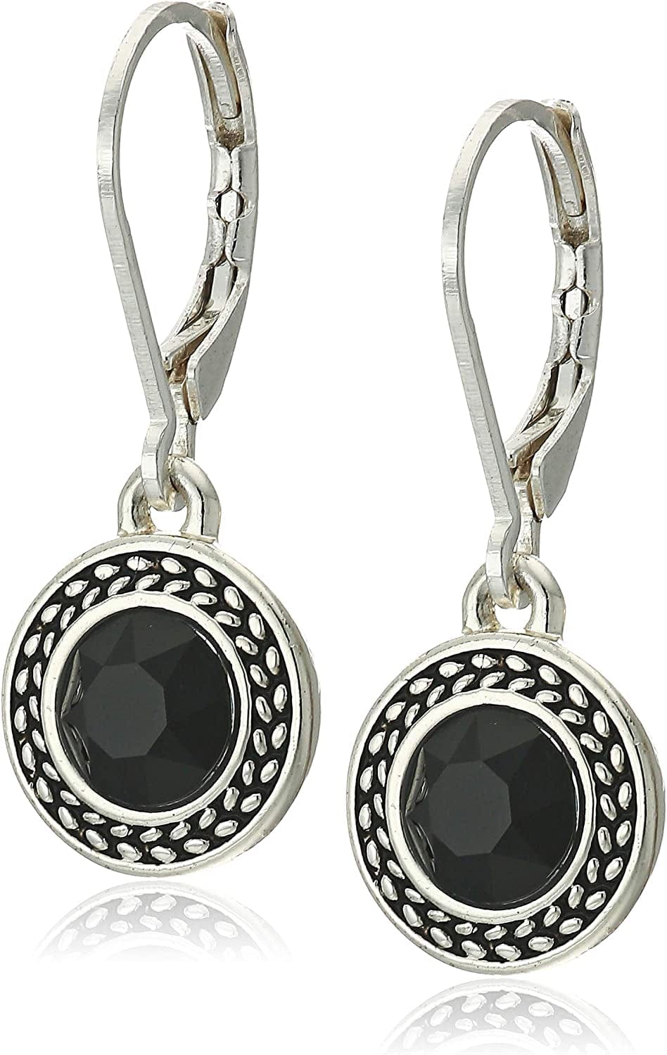 Napier Women'S Pierced Earrings Pearl Drop Leverback Black