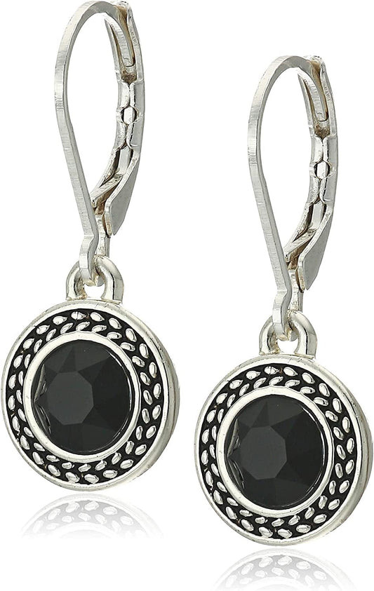 Napier Women'S Pierced Earrings Pearl Drop Leverback Black