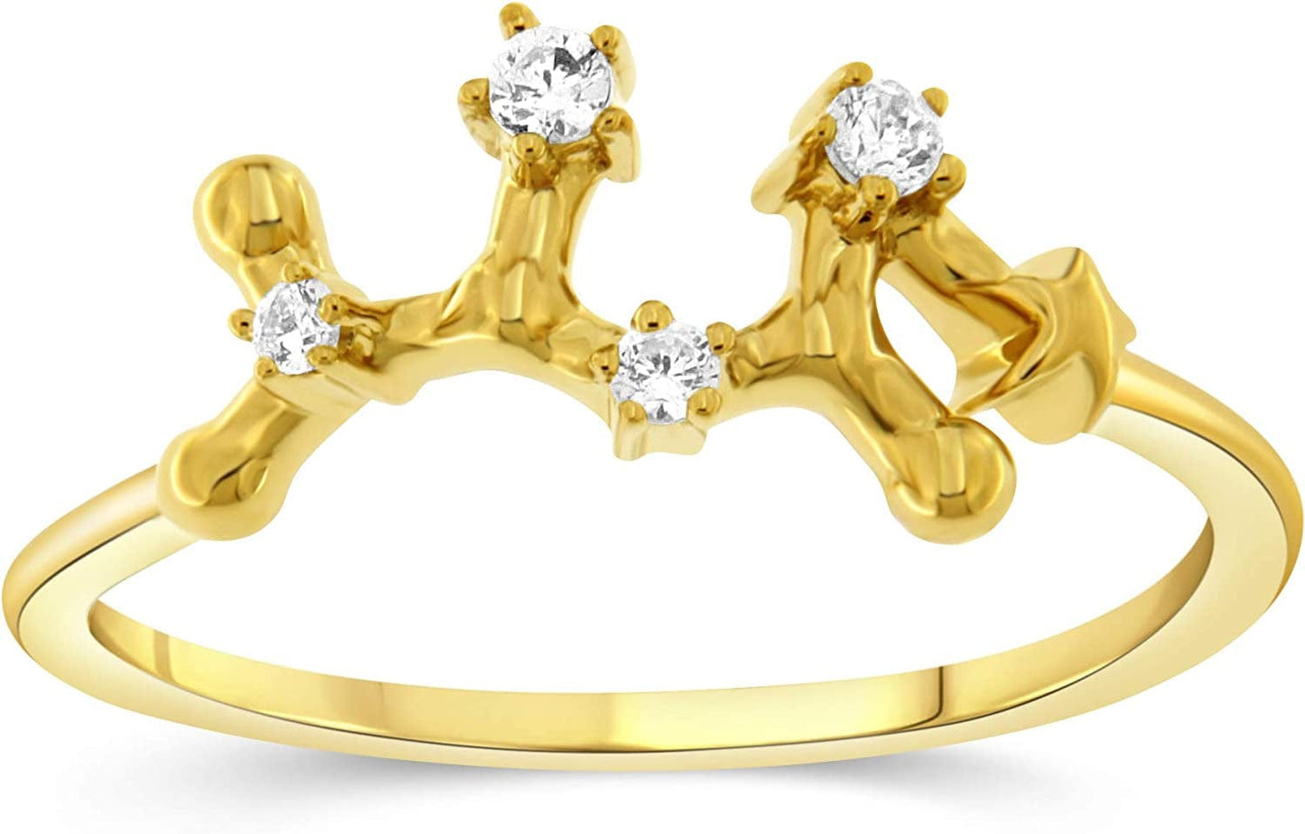 NATALIA DRAKE 1/10 Cttw Diamond Celestial Star Horoscope Astrology Diamond Zodiac Ring for Women in Sterling Silver (Color H-I / Clarity I1-I2) SAGITTARIUS- Yellow Gold Over Sterling Silver / 8
