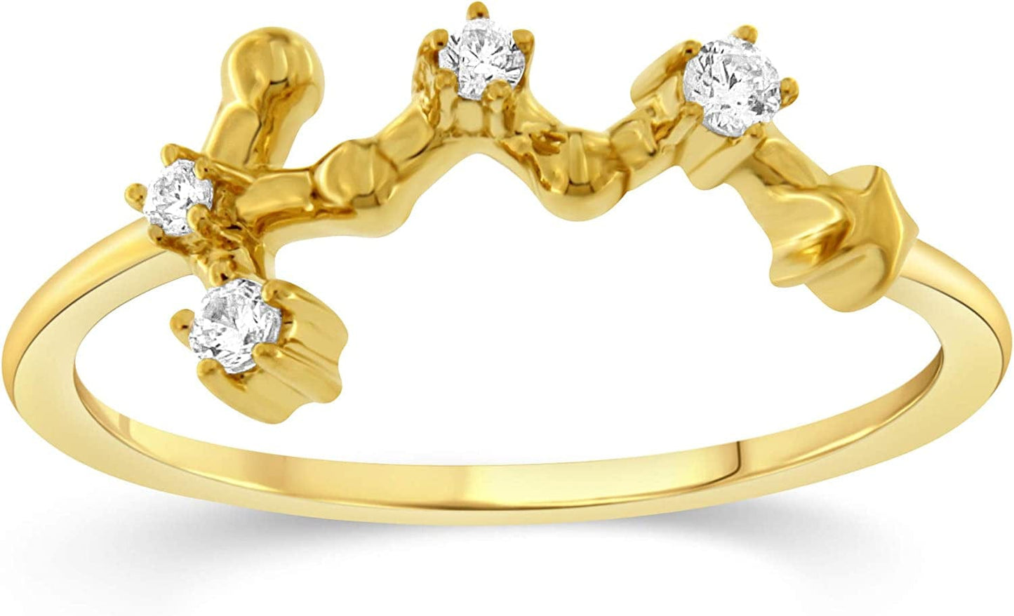 NATALIA DRAKE 1/10 Cttw Diamond Celestial Star Horoscope Astrology Diamond Zodiac Ring for Women in Sterling Silver (Color H-I / Clarity I1-I2) 09 VIRGO- Yellow Gold Over Sterling Silver / 7
