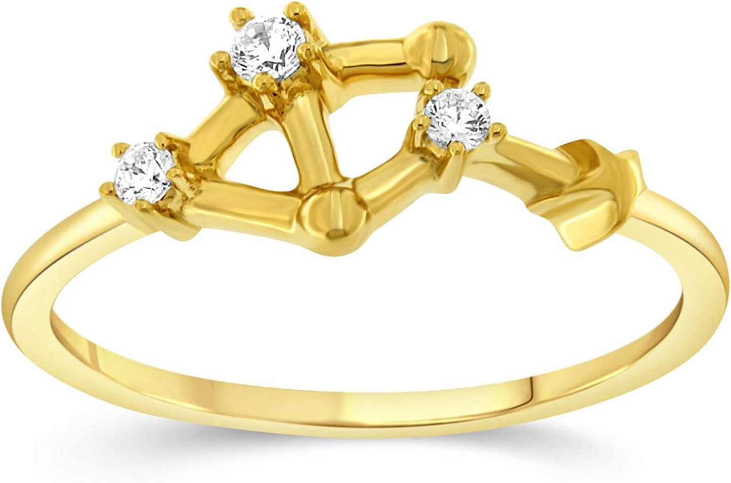 NATALIA DRAKE 1/10 Cttw Diamond Celestial Star Horoscope Astrology Diamond Zodiac Ring for Women in Sterling Silver (Color H-I / Clarity I1-I2) LIBRA- Yellow Gold Over Sterling Silver / 8