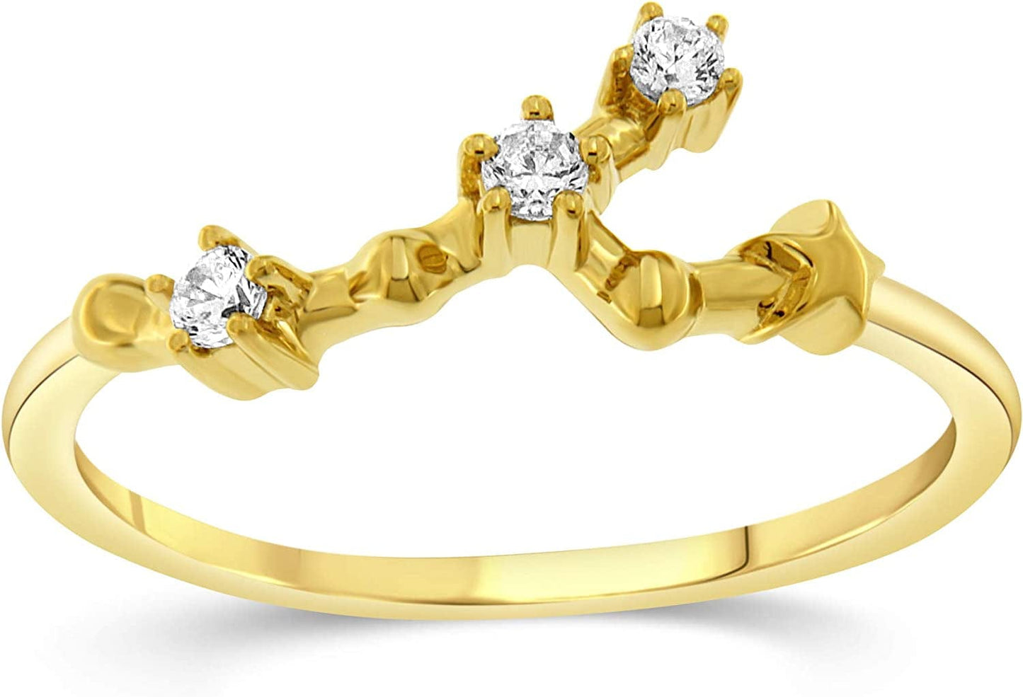 NATALIA DRAKE 1/10 Cttw Diamond Celestial Star Horoscope Astrology Diamond Zodiac Ring for Women in Sterling Silver (Color H-I / Clarity I1-I2) TAURUS -Yellow Gold Over Sterling Silver / 6