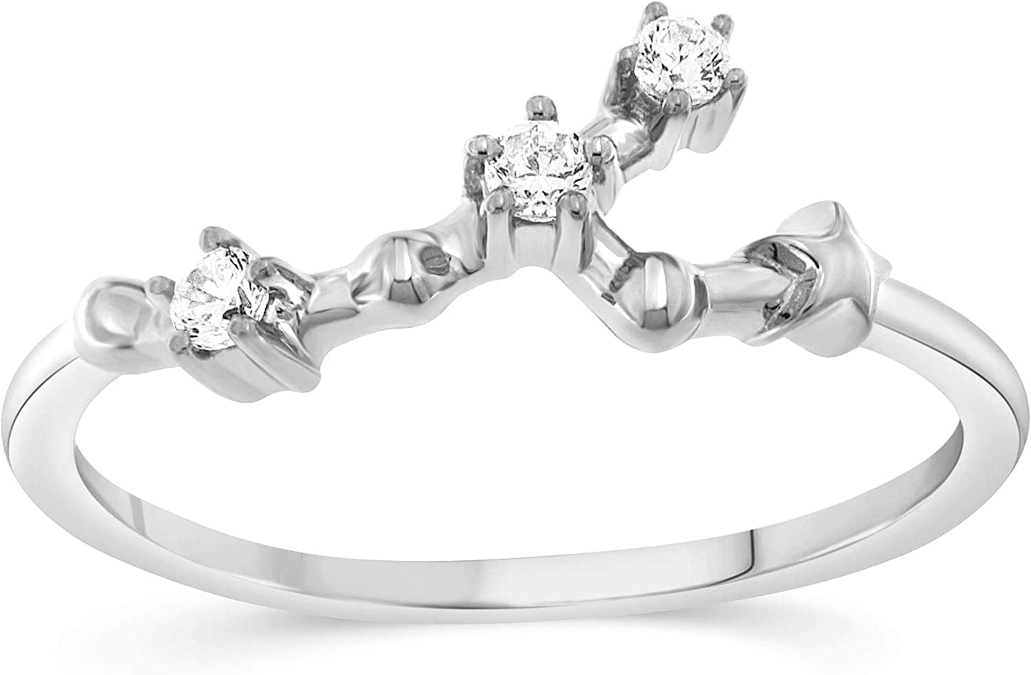 NATALIA DRAKE 1/10 Cttw Diamond Celestial Star Horoscope Astrology Diamond Zodiac Ring for Women in Sterling Silver (Color H-I / Clarity I1-I2) TAURUS -Sterling Silver / 8