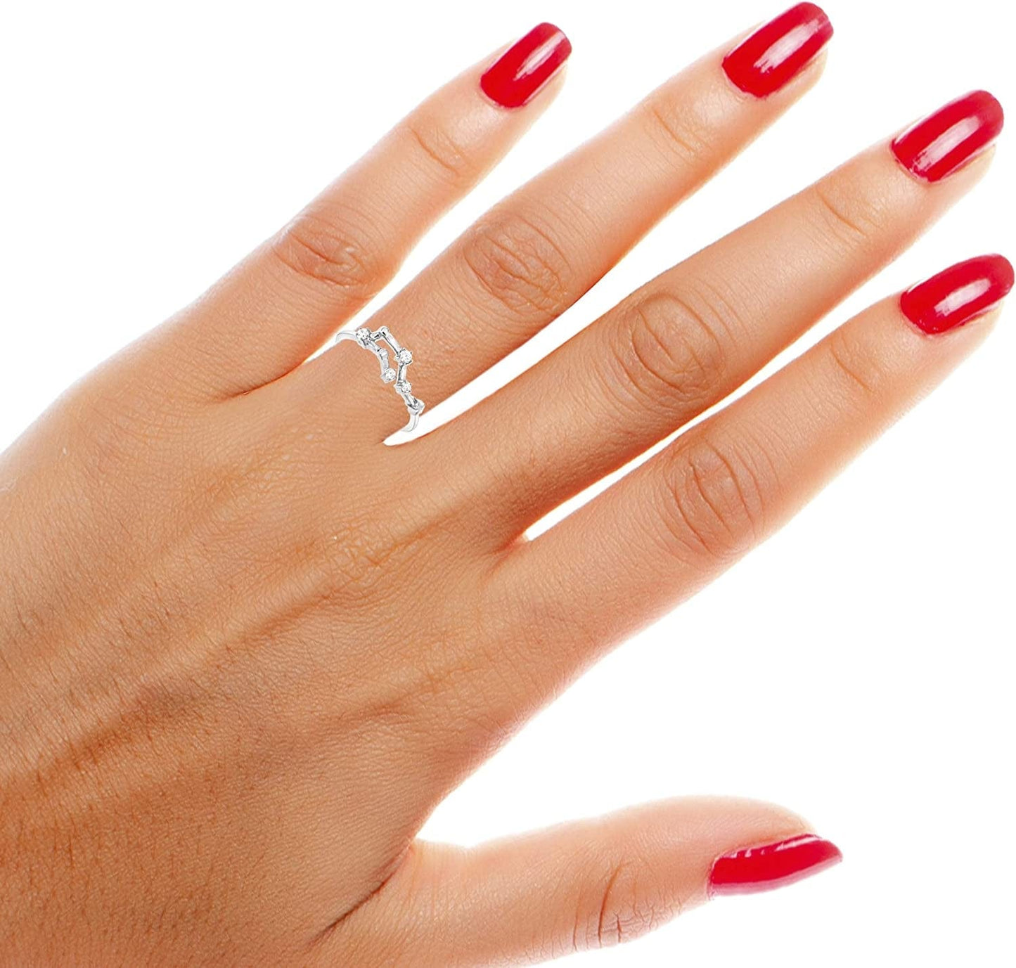 NATALIA DRAKE 1/10 Cttw Diamond Celestial Star Horoscope Astrology Diamond Zodiac Ring for Women in Sterling Silver (Color H-I / Clarity I1-I2)