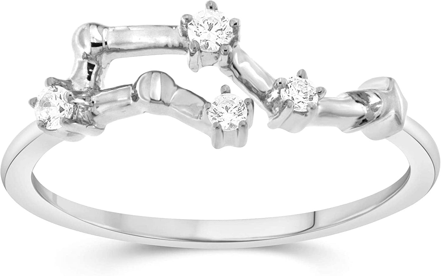 NATALIA DRAKE 1/10 Cttw Diamond Celestial Star Horoscope Astrology Diamond Zodiac Ring for Women in Sterling Silver (Color H-I / Clarity I1-I2) GEMINI - Sterling Silver / 7