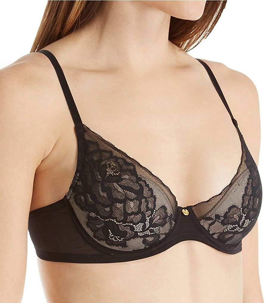 Natori Women'S Flora Contour Underwire Bra Black/Light Mocha / 30G