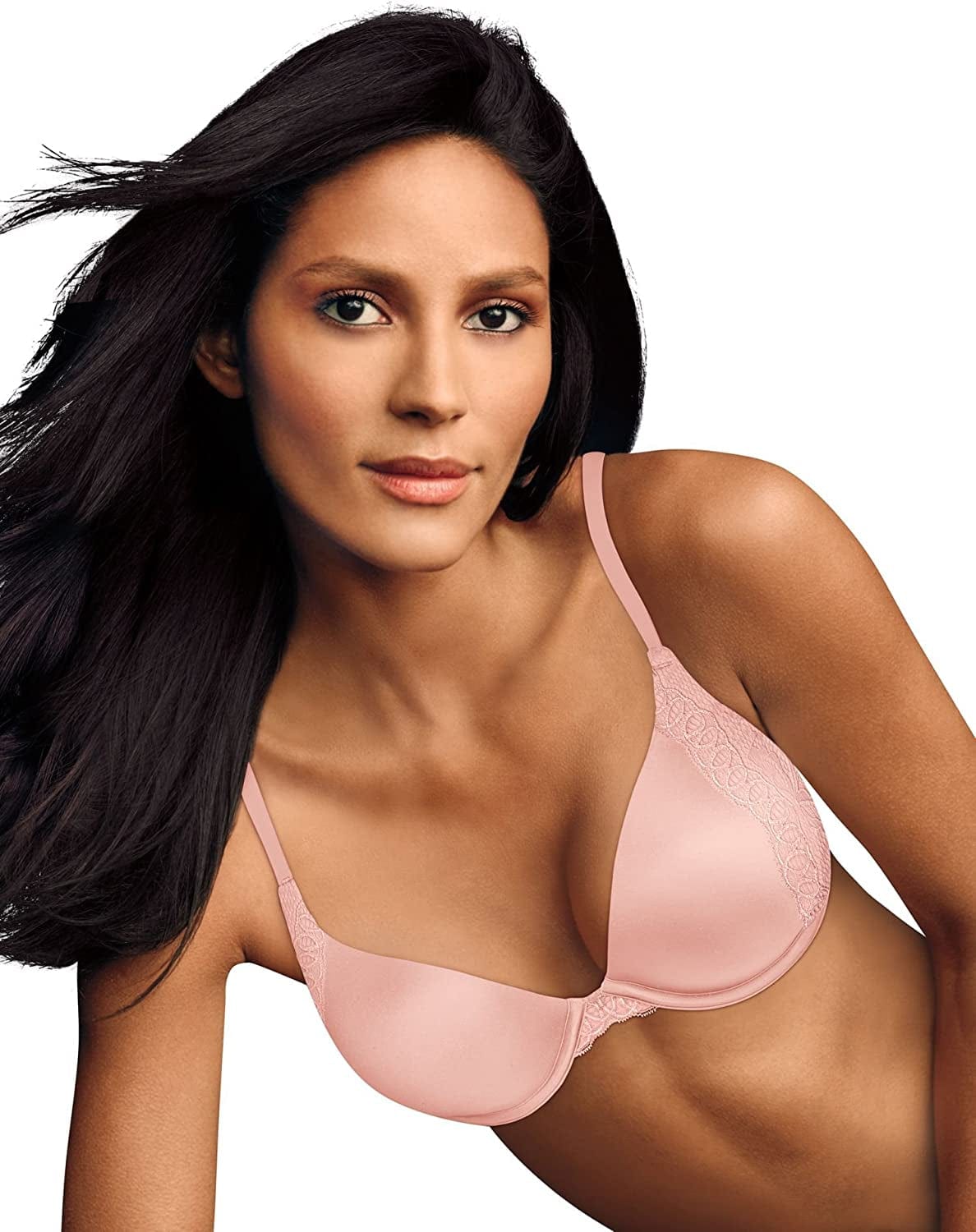 Natural Boost Demi Bra, Push-Up Lace T-Shirt Bra with Convertible Straps, Add-One-Cup-Size Push-Up T-Shirt Bra Pink Pirouette / 32C