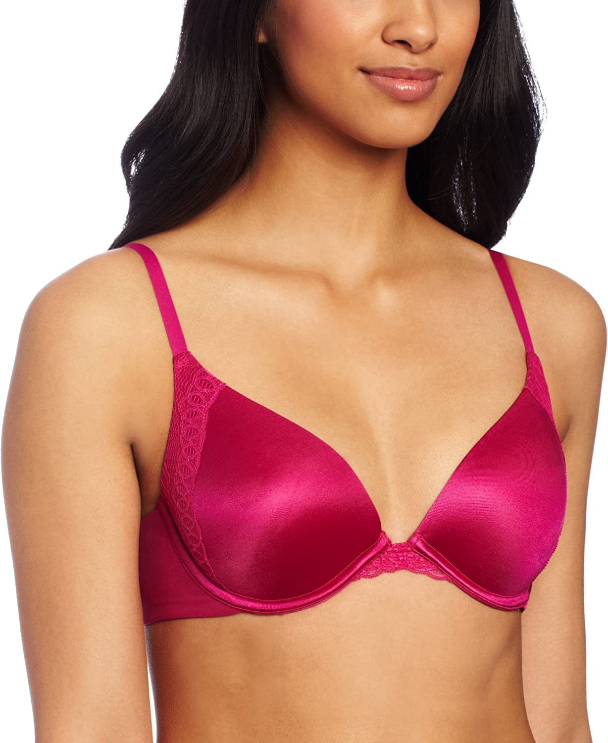 Natural Boost Demi Bra, Push-Up Lace T-Shirt Bra with Convertible Straps, Add-One-Cup-Size Push-Up T-Shirt Bra