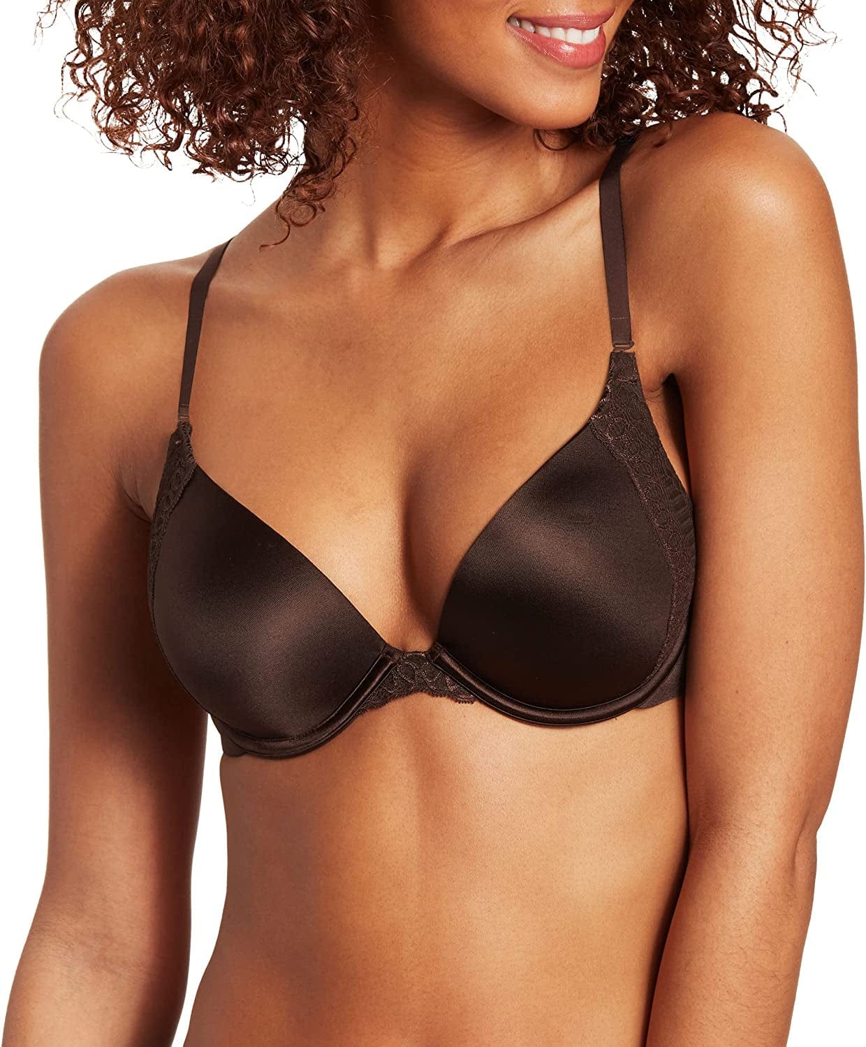 Natural Boost Demi Bra, Push-Up Lace T-Shirt Bra with Convertible Straps, Add-One-Cup-Size Push-Up T-Shirt Bra