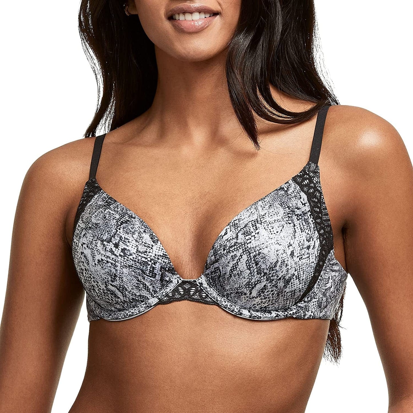 Natural Boost Demi Bra, Push-Up Lace T-Shirt Bra with Convertible Straps, Add-One-Cup-Size Push-Up T-Shirt Bra