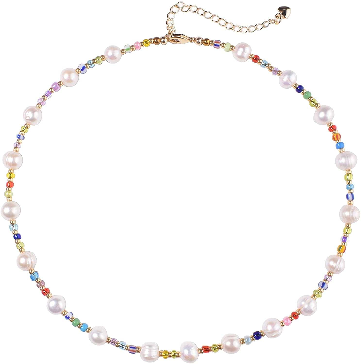 Natural Freshwater Pearl "Fun Flirty" Beaded Choker Necklace Handmade Summer Boho Jewlery Gifts for Women Teen Girls D - Summer Crush