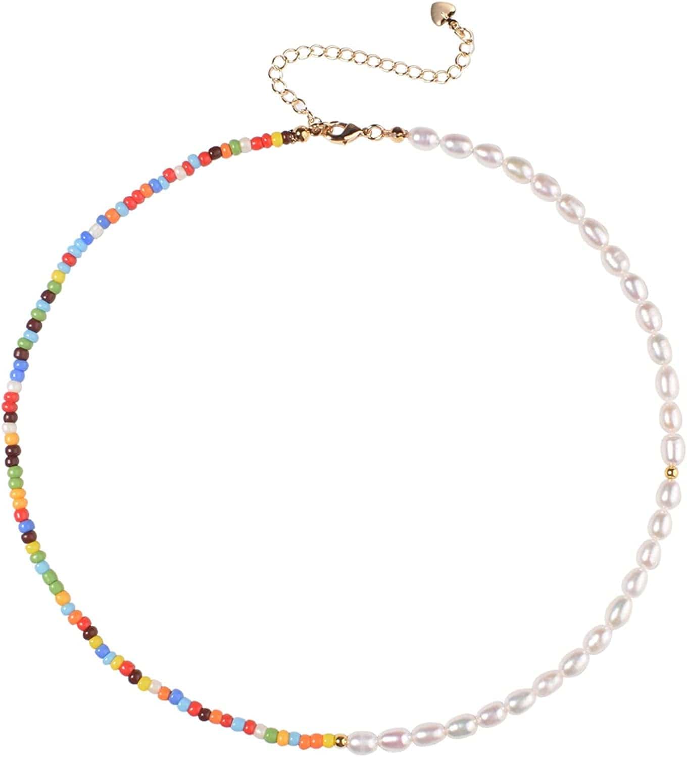 Natural Freshwater Pearl "Fun Flirty" Beaded Choker Necklace Handmade Summer Boho Jewlery Gifts for Women Teen Girls F - Sumer Fantasy