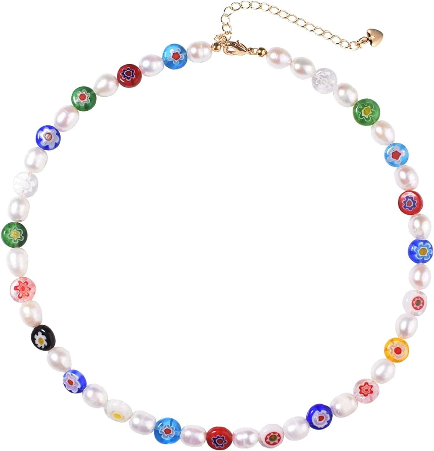 Natural Freshwater Pearl "Fun Flirty" Beaded Choker Necklace Handmade Summer Boho Jewlery Gifts for Women Teen Girls E - Summer Break