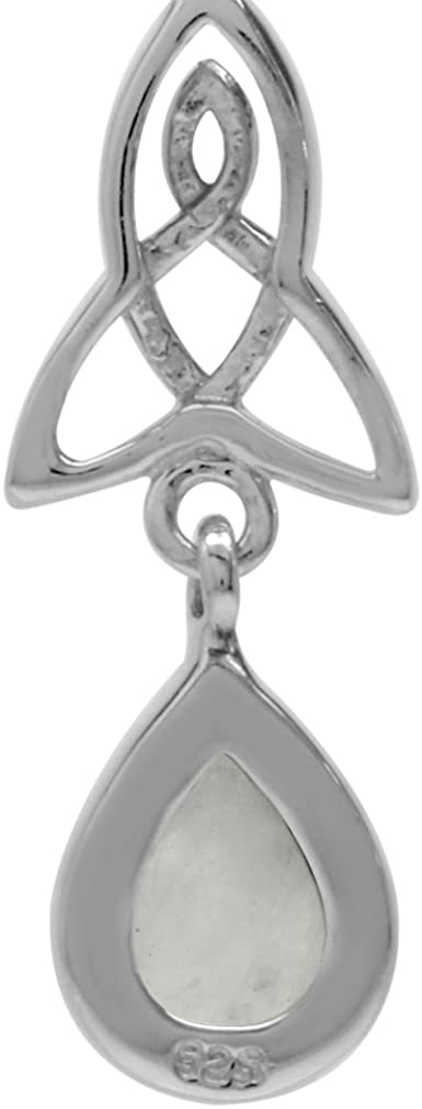 Natural or Created Pear Shape Stones 925 Sterling Silver Triquetra Celtic Knot Drop Dangle Leverback Earrings Jewelry for Women