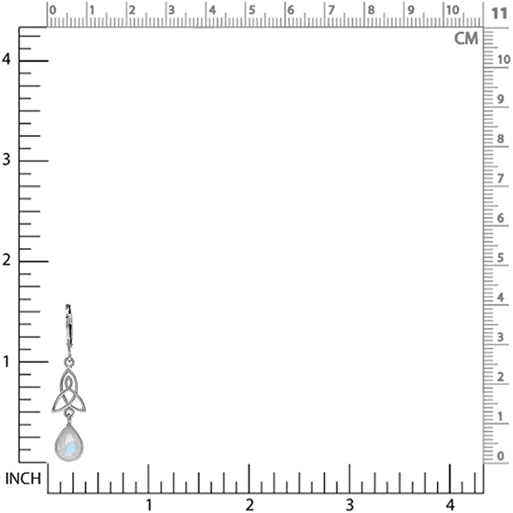 Natural or Created Pear Shape Stones 925 Sterling Silver Triquetra Celtic Knot Drop Dangle Leverback Earrings Jewelry for Women