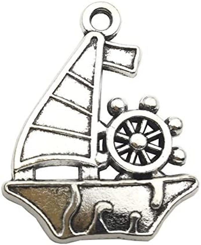 Nautical Charm Collection-50 Pcs Craft Supplies Nautical Ship Wheel Anchor Lig Charms Pendants for Crafting, Jewelry Findings Making Accessory for DIY Necklace Bracelet (M066)