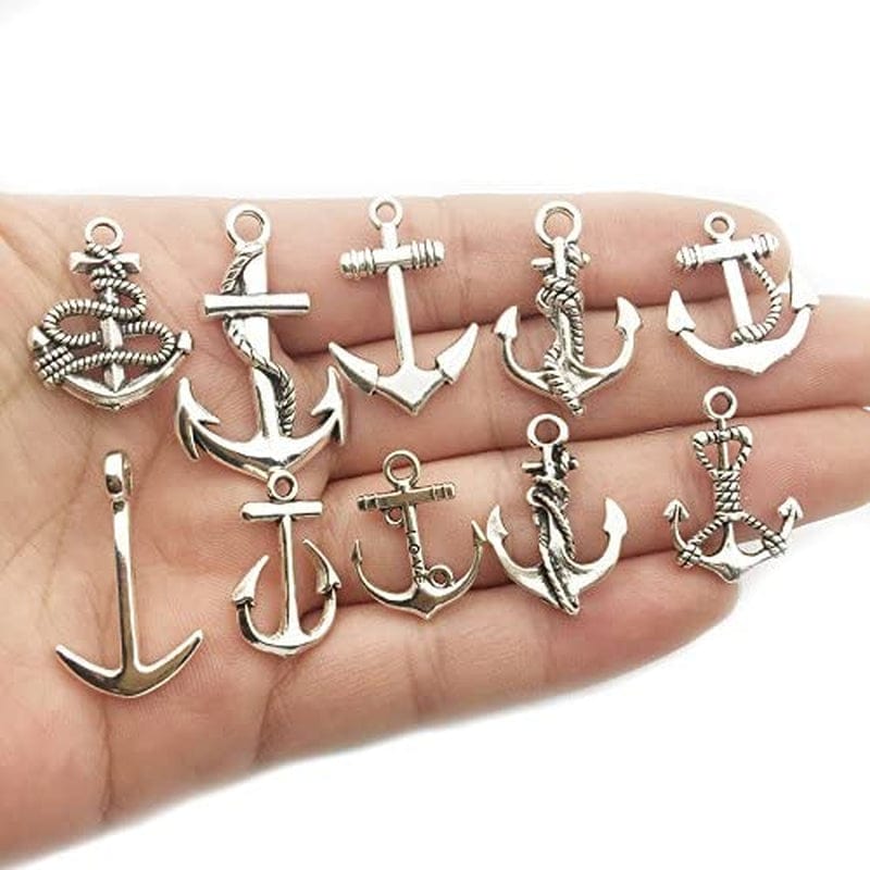 Nautical Charm Collection-50 Pcs Craft Supplies Nautical Ship Wheel Anchor Lig Charms Pendants for Crafting, Jewelry Findings Making Accessory for DIY Necklace Bracelet (M066)