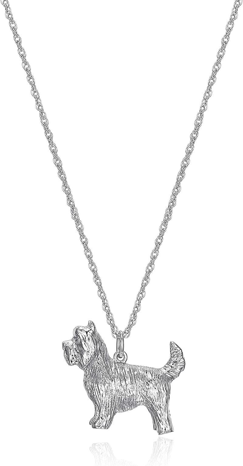 Necklace for Women and Girls - Rhodium Plated Sterling Silver Necklace with Dog or Cat Breed Pendant Rope Chain with Easy Closure Lobster Claw Clasp, 18 Inch Yorkshire Terrier