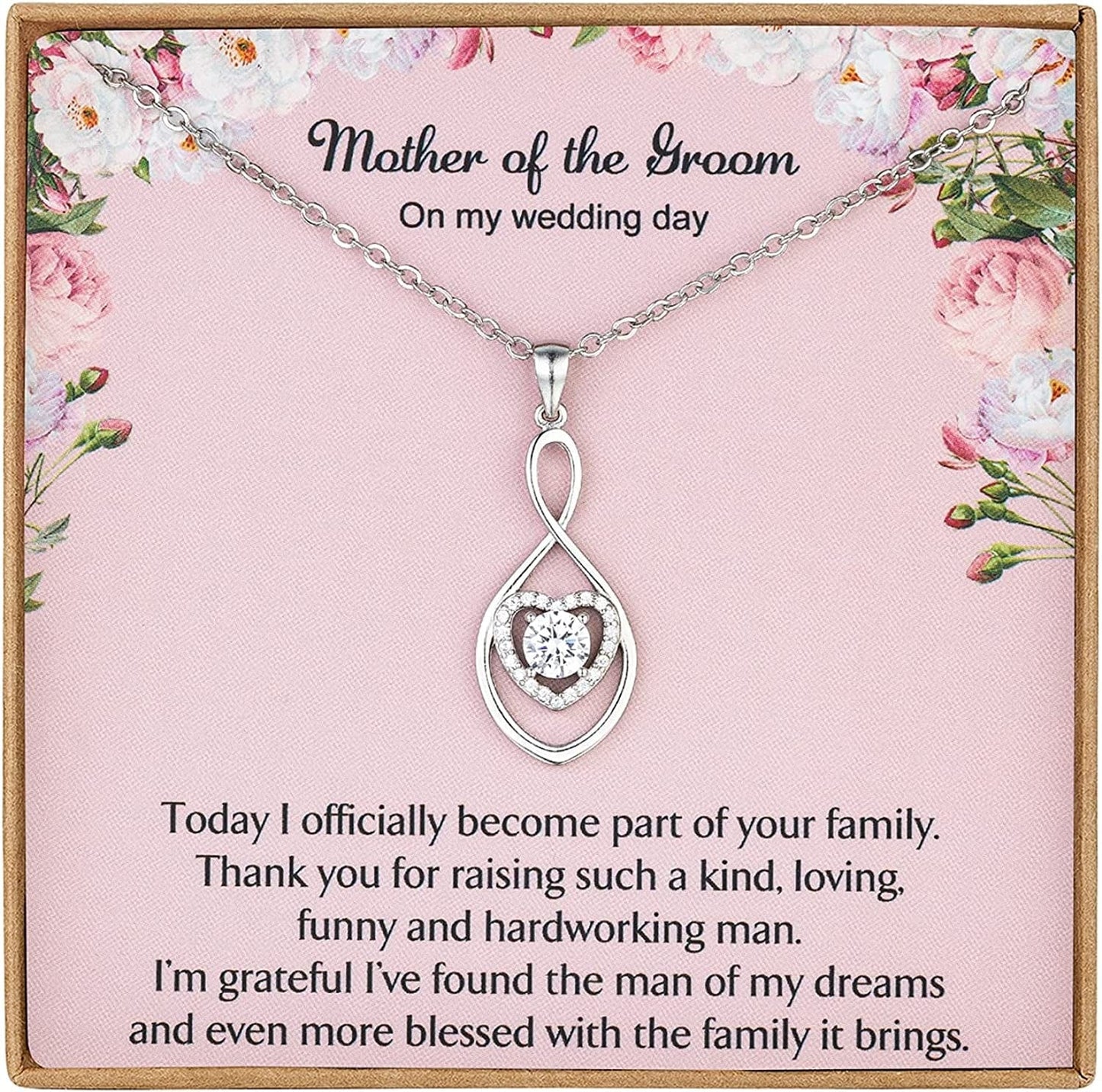 Necklaces for Women Wedding Gifts for Mother of the Groom Mother in Law Gifts from Daughter in Law Infinity Heart Silver Necklace for Women N08C