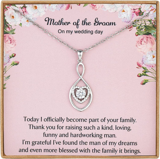 Necklaces for Women Wedding Gifts for Mother of the Groom Mother in Law Gifts from Daughter in Law Infinity Heart Silver Necklace for Women N08C