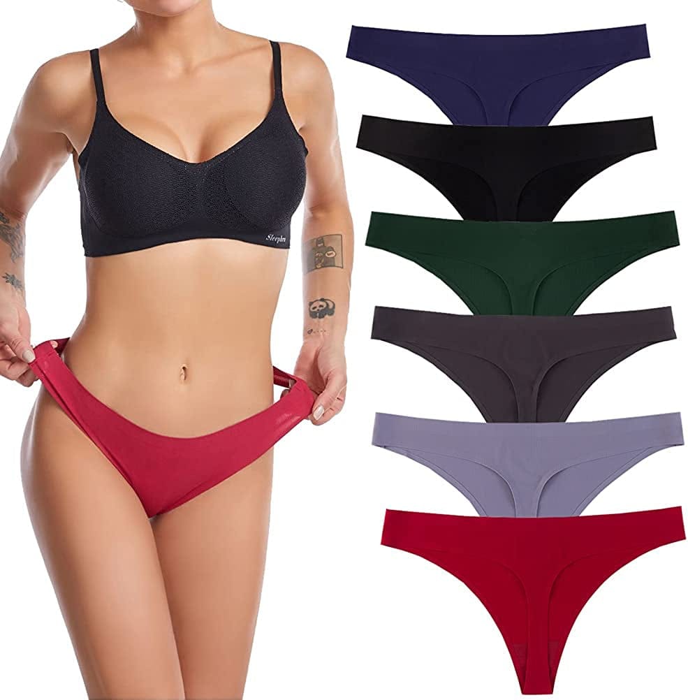 Nightaste Women'S Seamless Thong Underwear Pack of 6Pcs No Show G-String Panties Multi1 / Large