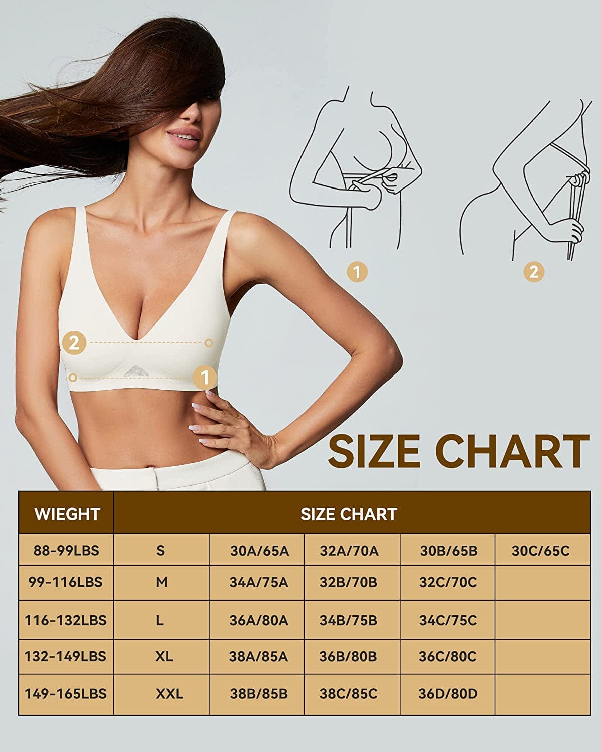 Niidor Seamless Wireless Bra V Neck Invisible Comfort Bra Breathable Wirefree Bralette Thin Soft Everyday Bra for Women