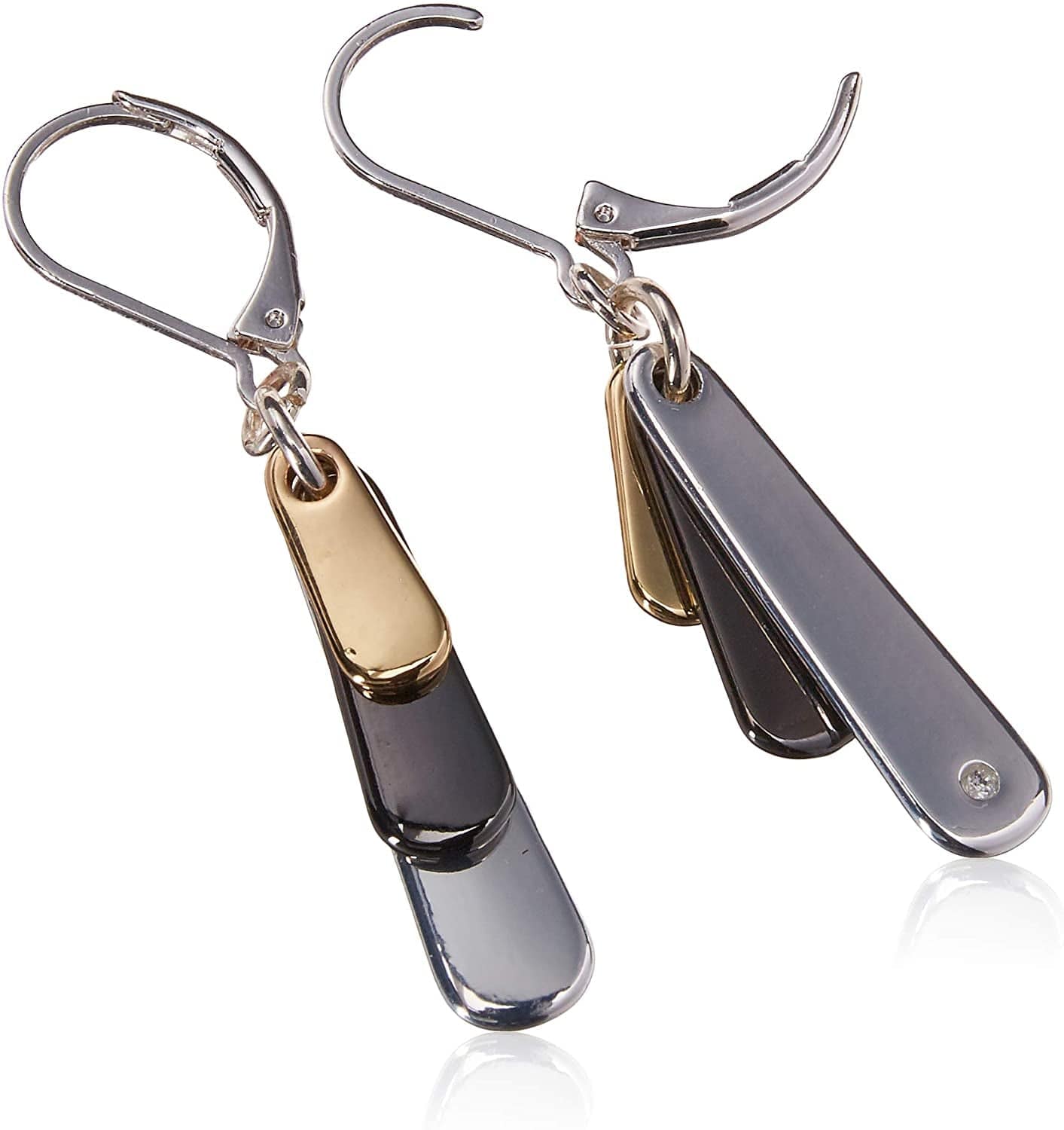 Nine West "Metal Motion" Tri-Tone Shaky Drop Earrings, Multi