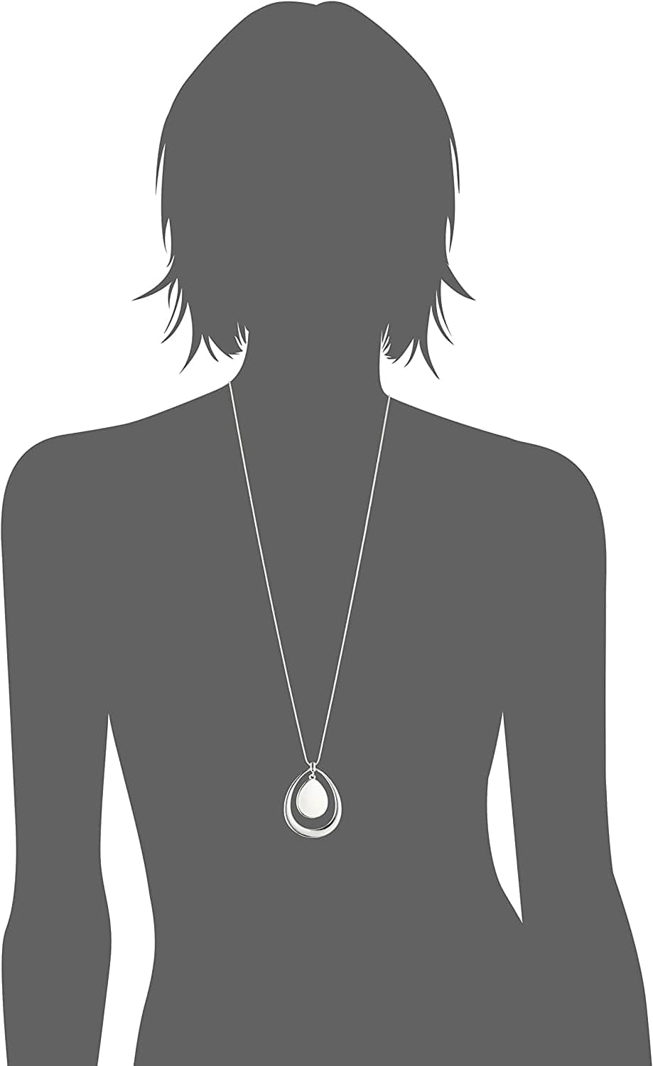 NINE WEST Women'S Silver Adjustable Pendant Necklace, 40" L