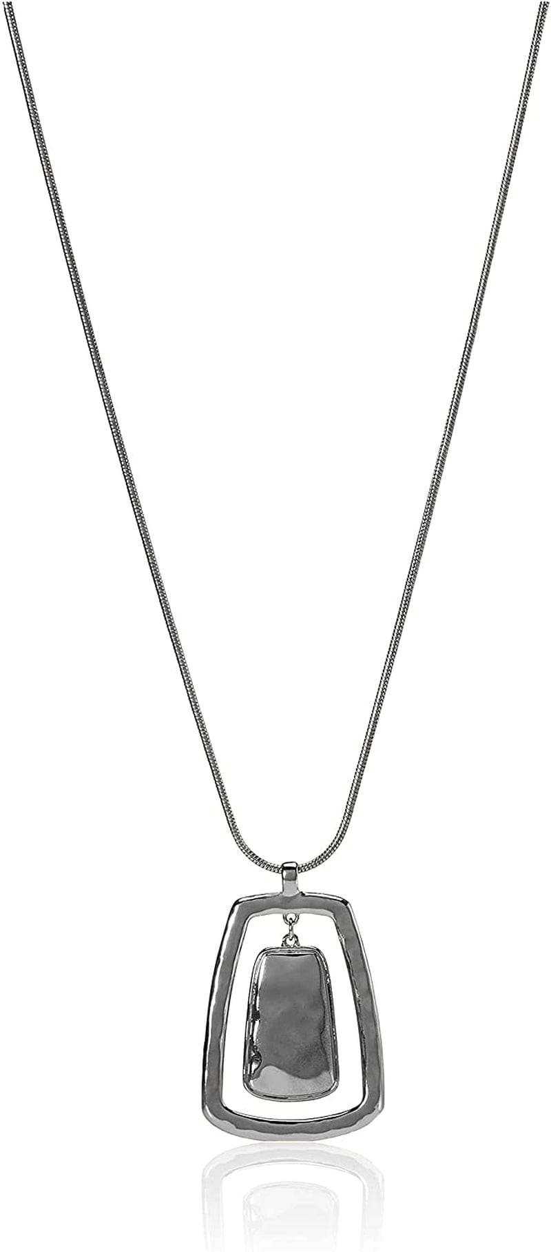 NINE WEST Women'S Silvertone Adjustable Pendant Necklace, 36" L