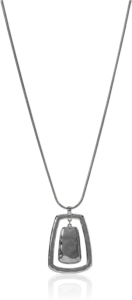 NINE WEST Women'S Silvertone Adjustable Pendant Necklace, 36" L