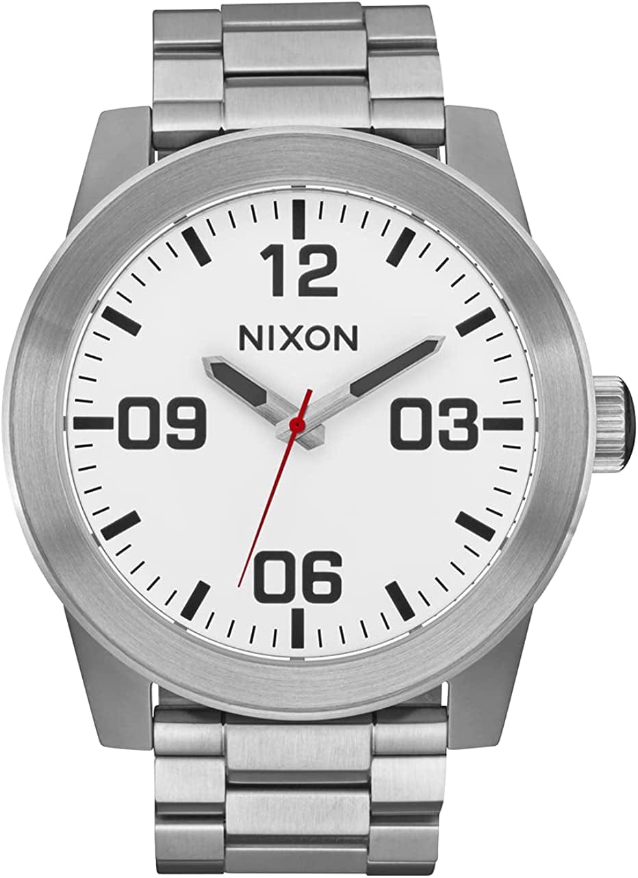 Nixon Corporal SS A346. 100M Water Resistant XL Men’S Watch (48Mm Watch Face. 24Mm Stainless Steel Band) White / Silver