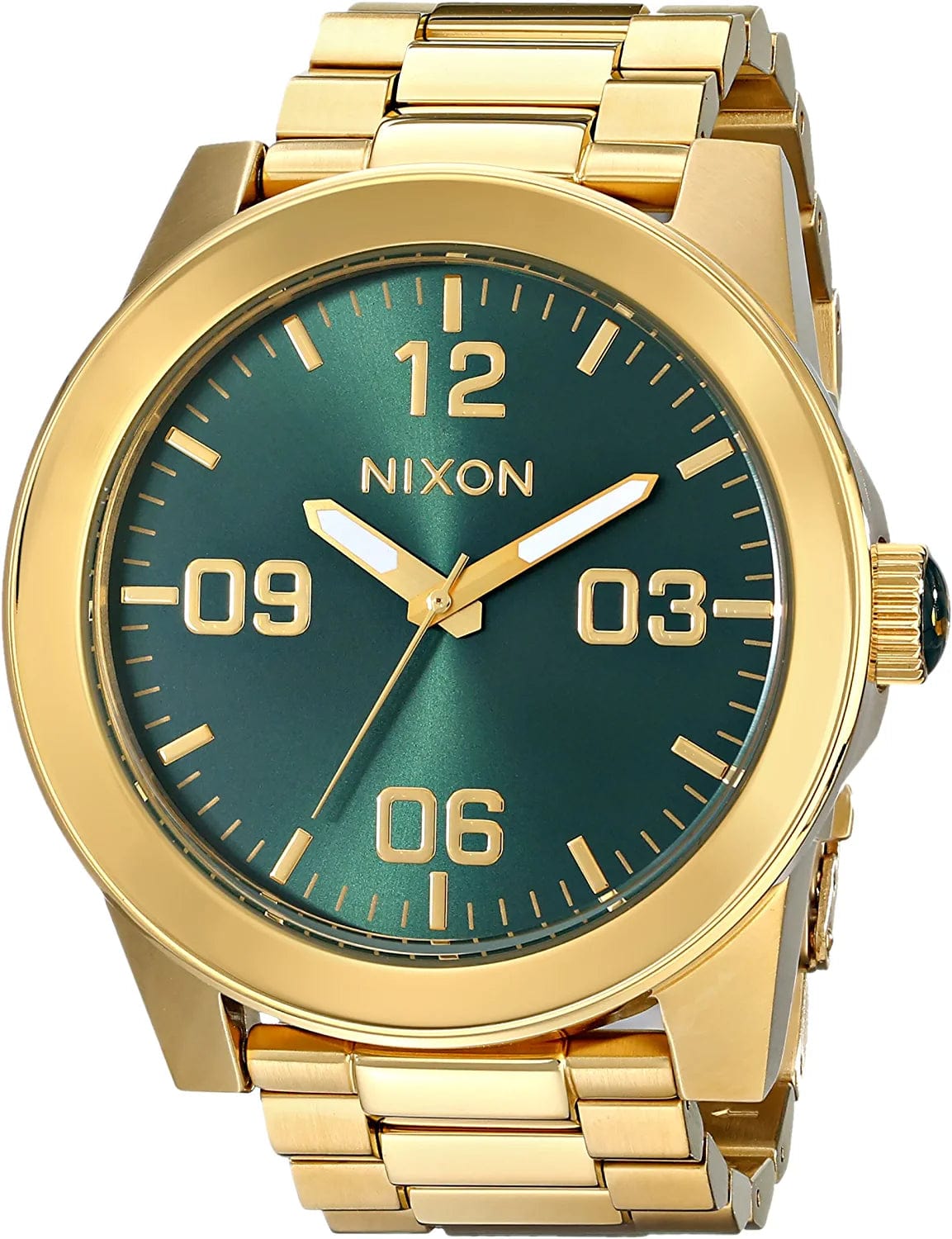 Nixon Corporal SS A346. 100M Water Resistant XL Men’S Watch (48Mm Watch Face. 24Mm Stainless Steel Band) Gold-Tone/Green Sunray