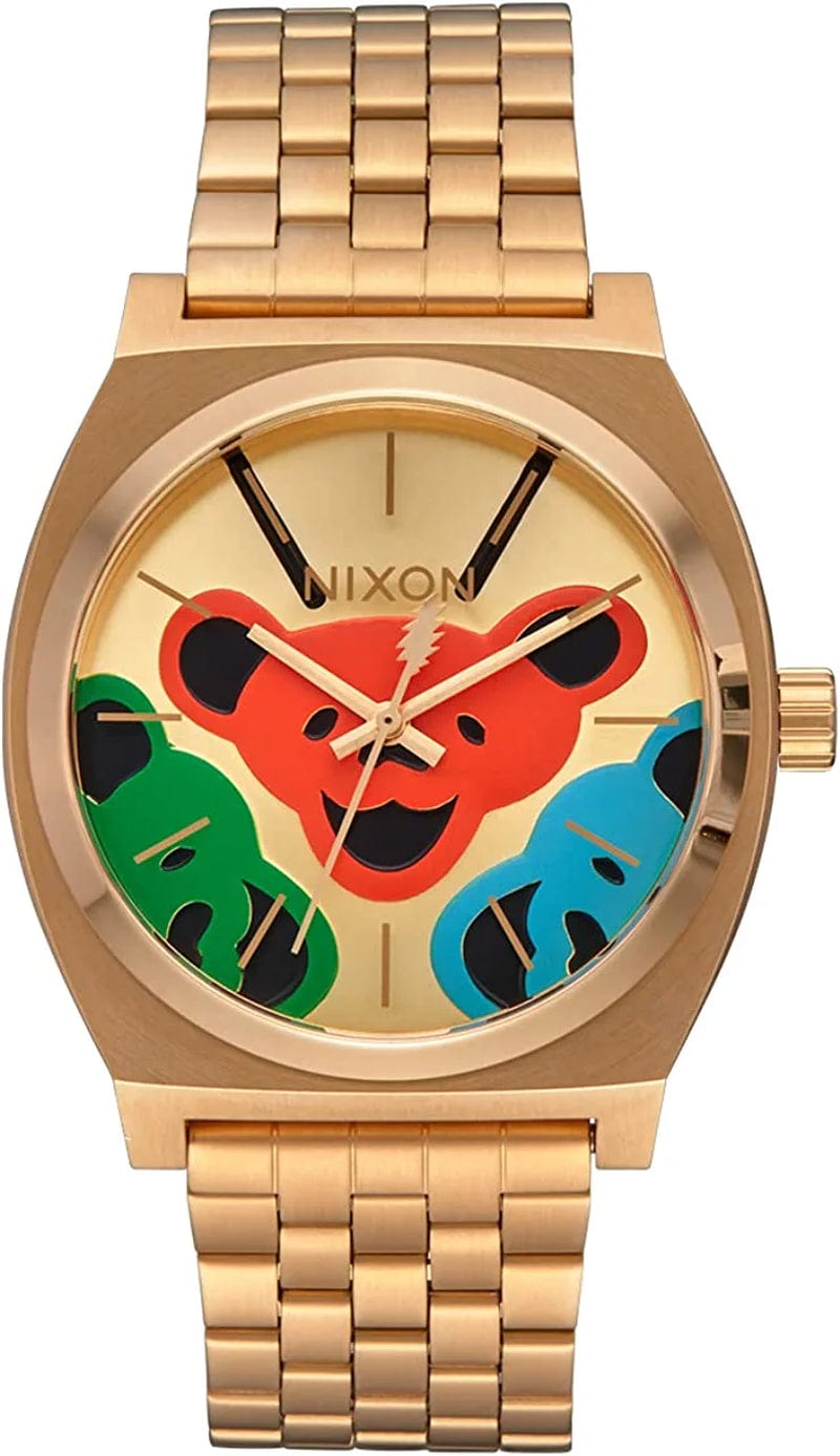 NIXON Grateful Dead Time Teller A1341-100M Water Resistant Men'S Analog Fashion Watch (37Mm Watch Face, 19.5Mm-18Mm Stainless Steel Band) All Gold/Bear Faces