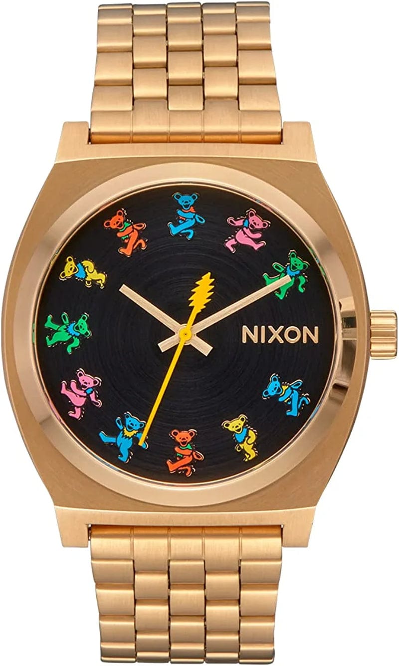 NIXON Grateful Dead Time Teller A1341-100M Water Resistant Men'S Analog Fashion Watch (37Mm Watch Face, 19.5Mm-18Mm Stainless Steel Band) All Gold/Dancing Bears