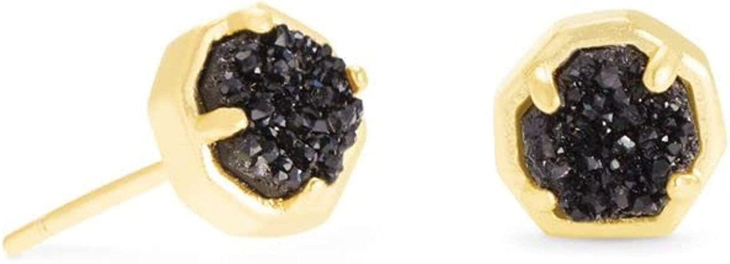 Nola Stud Earrings for Women, Fashion Jewelry GOLD - BLACK DRUSY
