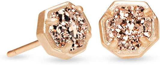 Nola Stud Earrings for Women, Fashion Jewelry ROSE GOLD - ROSE GOLD DRUSY