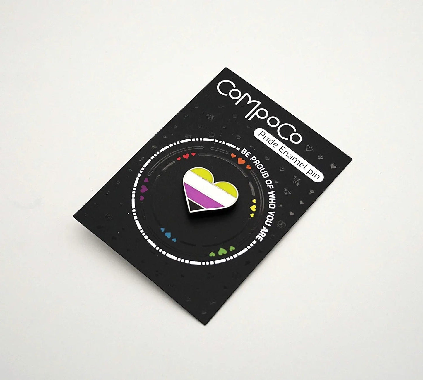 Non Binary Pride Pin Flag LGBTQ Gay Heart Flag Lapel Pin