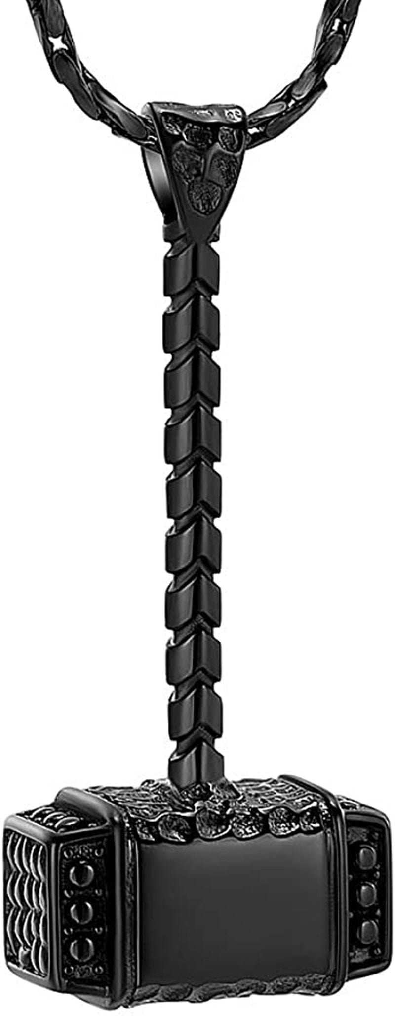 Norse Viking Thor'S Hammer Cremation Jewelry Urn Necklace for Ashes Holder for Women Men Stainless Steel Keepsake Memorial Pendant Jewelry for Ashes Black