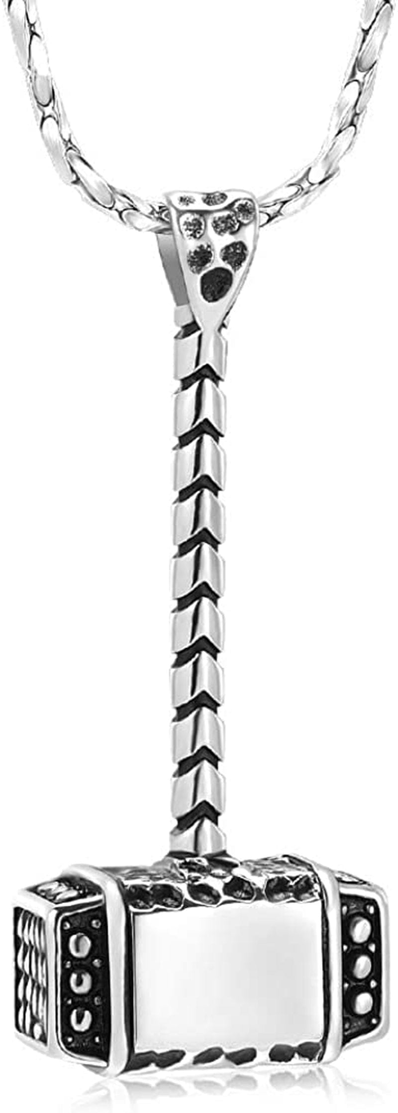 Norse Viking Thor'S Hammer Cremation Jewelry Urn Necklace for Ashes Holder for Women Men Stainless Steel Keepsake Memorial Pendant Jewelry for Ashes Thor Hammer