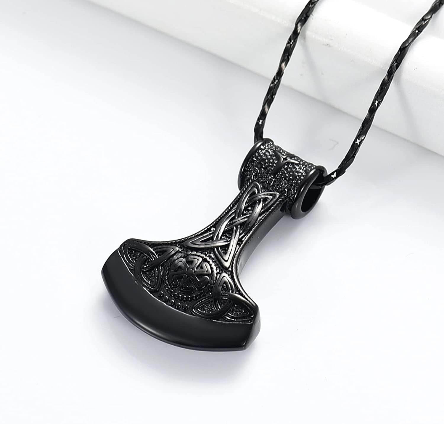 Norse Viking Thor'S Hammer Cremation Jewelry Urn Necklace for Ashes Holder for Women Men Stainless Steel Keepsake Memorial Pendant Jewelry for Ashes