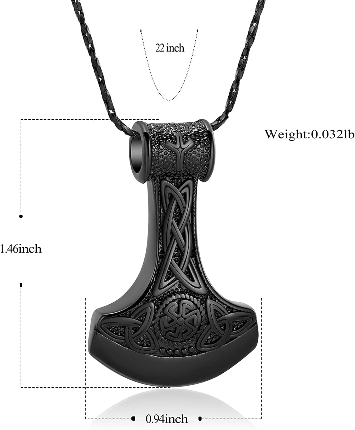Norse Viking Thor'S Hammer Cremation Jewelry Urn Necklace for Ashes Holder for Women Men Stainless Steel Keepsake Memorial Pendant Jewelry for Ashes