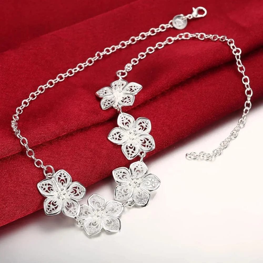 Northearth 925 Sterling Silver Jewelry Sets Fine Retro Flowers Necklaces Bracelets Earrings for Women Fashion Party Wedding