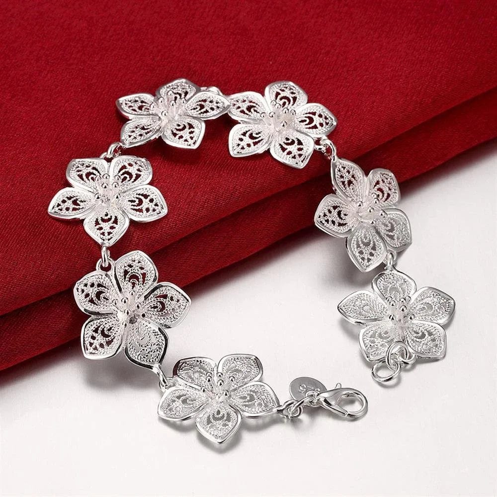 Northearth 925 Sterling Silver Jewelry Sets Fine Retro Flowers Necklaces Bracelets Earrings for Women Fashion Party Wedding